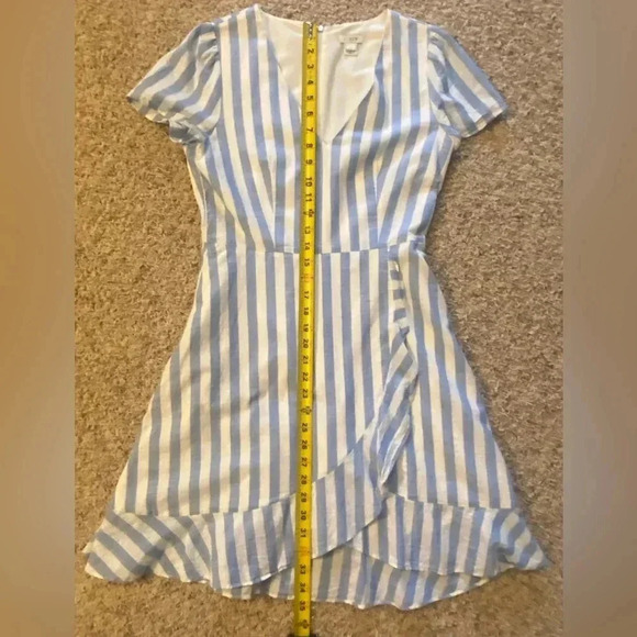 J. Crew | Blue / White Striped Faux Wrap Dress - Picture 9 of 11